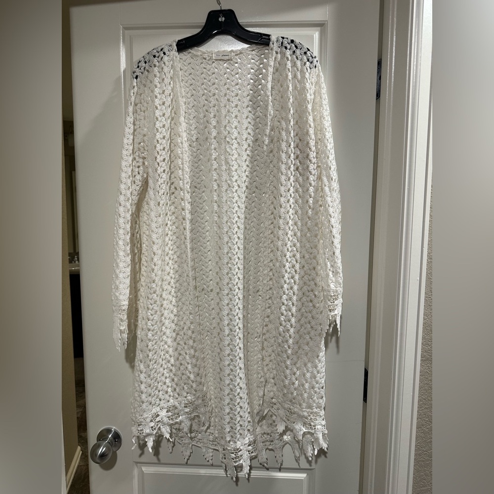 White Lace Long Cardigan by Blu Planet